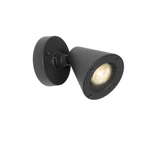 Qazqa - Moderne Außen Wandleuchte schwarz IP44 - Ciara I Außenbeleuchtung - Aluminium Rund - LED geeignet GU10 von Qazqa