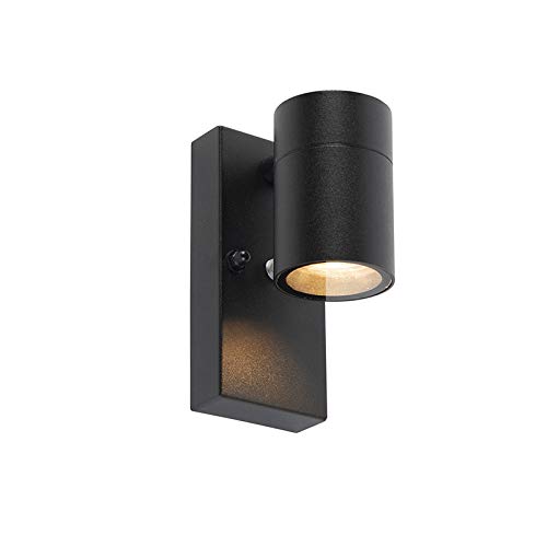 Qazqa - Moderne Außen Wandleuchte schwarz IP44 mit Dämmerungssensor - Solo I Außenbeleuchtung - Edelstahl Zylinder - LED geeignet GU10 Qazqa - Moderne Außen Wandleuchte schwarz IP44 mit Dämmerungssensor - Solo I Außenbeleuchtung - Edelstahl Zylinder - LED geeignet GU10 von Qazqa