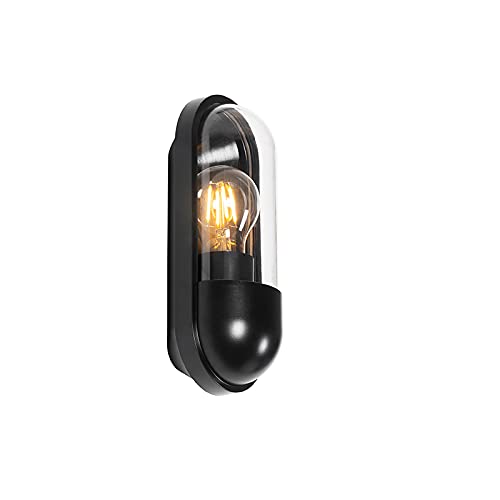 Qazqa - Moderne Außen Wandleuchte schwarz IP54 - Stockholm I Außenbeleuchtung - Kunststoff Oval - LED geeignet E27 von Qazqa