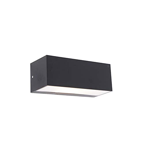 Qazqa - Moderne Außen Wandleuchte schwarz mit Lichteffekt IP54 - Houks I Außenbeleuchtung - Kunststoff Rechteckig - LED geeignet E27 von Qazqa