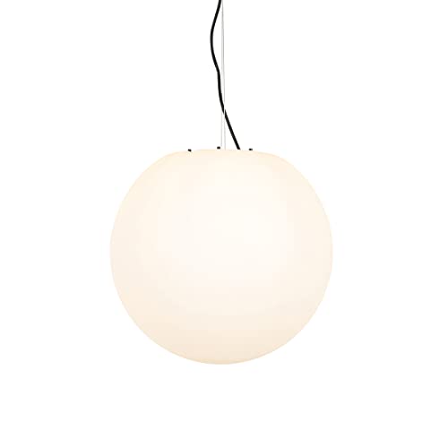 Qazqa - Moderne Außen-Hängeleuchte weiß 45 cm IP44 - Nura I Außenbeleuchtung - Kunststoff Kugel I Kugelförmig - LED geeignet E27 von Qazqa
