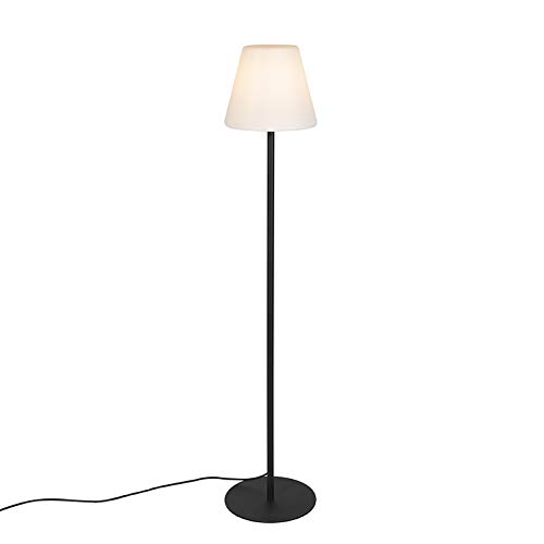 Qazqa - Moderne AußenStehleuchte I Stehlampe I Standleuchte I Lampe I Leuchte schwarz - Virginia I Außenbeleuchtung - Edelstahl Länglich I Oval - LED geeignet E27 von Qazqa