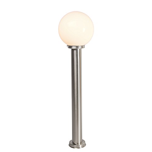 Qazqa - Moderne Außenleuchte I Wegeleuchte I Gartenlampe I Gartenleuchte I Standleuchte Pfahl Edelstahl I nickel matt 100 cm - Sfera I Außenbeleuchtung - Edelstahl Länglich - LED geeignet E27 von Qazqa