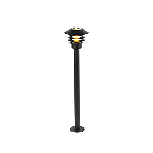 Qazqa - Moderne Außenleuchte I Wegeleuchte I Gartenlampe I Gartenleuchte I Standleuchte schwarz 100 cm IP44 - Prato I Außenbeleuchtung - Edelstahl Rund I Länglich - LED geeignet E27 von Qazqa