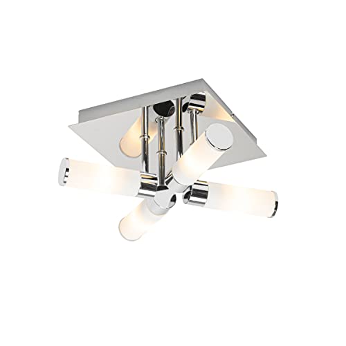 Qazqa - Moderne Bad I Badezimmer-Außen Deckenleuchte I Deckenlampe I Lampe I Leuchte Chrom 4-flammig IP4-flammig4-flammig - Bath I Außenbeleuchtung - Stahl Quadratisch - LED geeignet G9 Qazqa - Moderne Bad I Badezimmer-Außen Deckenleuchte I Deckenlampe I Lampe I Leuchte Chrom 4-flammig IP4-flammig4-flammig - Bath I Außenbeleuchtung - Stahl Quadratisch - LED geeignet G9 von Qazqa