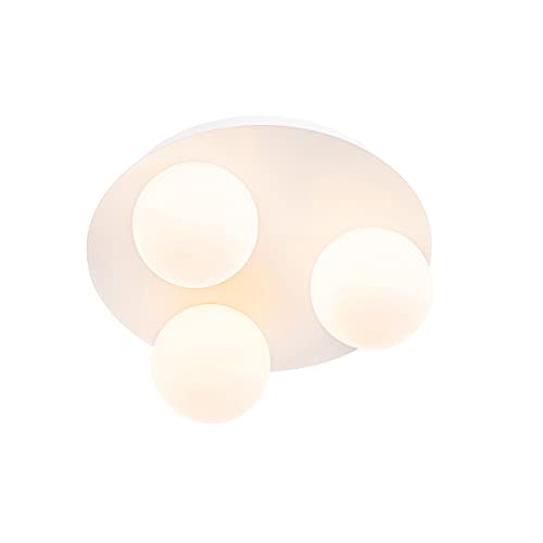 Qazqa - Moderne Bad I Badezimmer-Außen Deckenleuchte I Deckenlampe I Lampe I Leuchte weiß 3-flammig - Cederic I Außenbeleuchtung - Stahl Rund - LED geeignet G9 von Qazqa