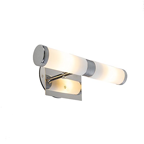 Qazqa - Moderne Chrom Bad I Badezimmer Wandleuchte 2-flammig IP44 - Bath - Stahl Länglich - LED geeignet G9 Qazqa - Moderne Chrom Bad I Badezimmer Wandleuchte 2-flammig IP44 - Bath - Stahl Länglich - LED geeignet G9 von Qazqa