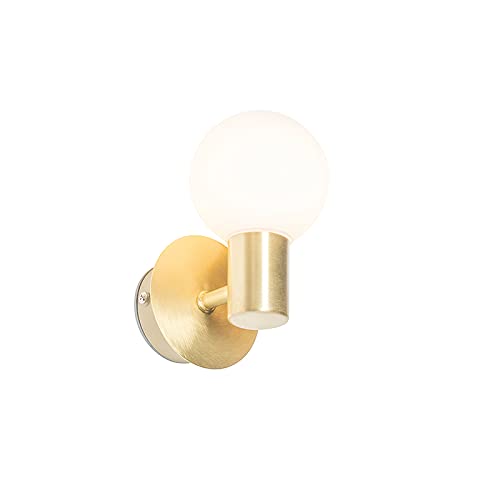 Qazqa - Moderne Bad I Badezimmer Wandleuchte Gold I Messing IP44 - Cederic Up - Stahl Kugel I Kugelförmig - LED geeignet G9 von Qazqa