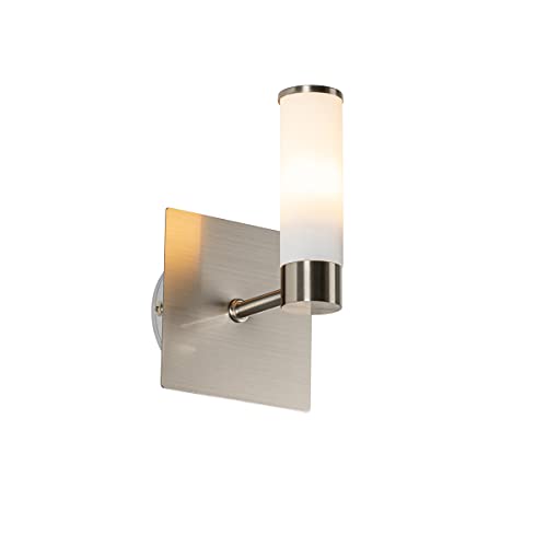 Qazqa - Moderne Bad I Badezimmer Wandleuchte Stahl I Silber I nickel matt IP44 - Bath - Stahl Quadratisch - LED geeignet G9 Qazqa - Moderne Bad I Badezimmer Wandleuchte Stahl I Silber I nickel matt IP44 - Bath - Stahl Quadratisch - LED geeignet G9 von Qazqa