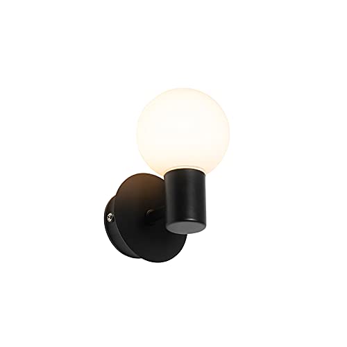 Qazqa - Moderne Bad I Badezimmer Wandleuchte schwarz IP44 - Cederic Up - Glas Kugel I Kugelförmig - LED geeignet G9 von Qazqa