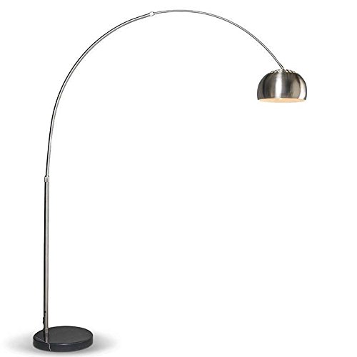 Qazqa - Moderne Bogenlampe Stahl I Silber I nickel matt verstellbar - Grande I Wohnzimmer - Edelstahl Rund - LED geeignet E27 von Qazqa