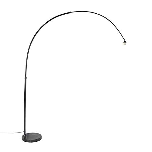 Qazqa - Moderne Bogenleuchte I Bogenlampe I Lampe I Leuchte schwarz mit Marmorsockel - XXL I Wohnzimmer I Schlafzimmer - Stahl Länglich - LED geeignet E27 von Qazqa