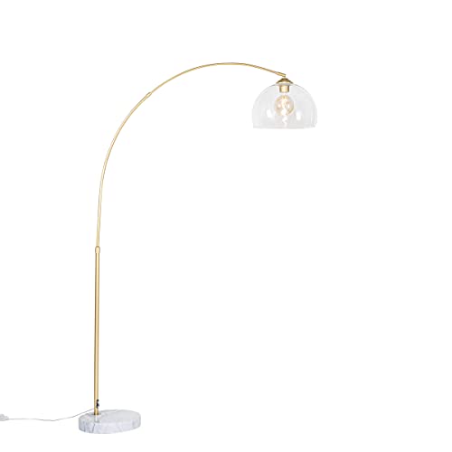 Qazqa - Moderne Bogenlampe aus Messing mit klarem Glas - Arc I Wohnzimmer I Schlafzimmer - Stahl Länglich - LED geeignet E27 von Qazqa