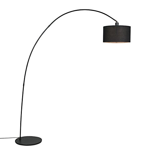 Qazqa - Moderne Bogenlampe schwarz - Vinossa I Wohnzimmer - Stahl Länglich - LED geeignet E27 von Qazqa