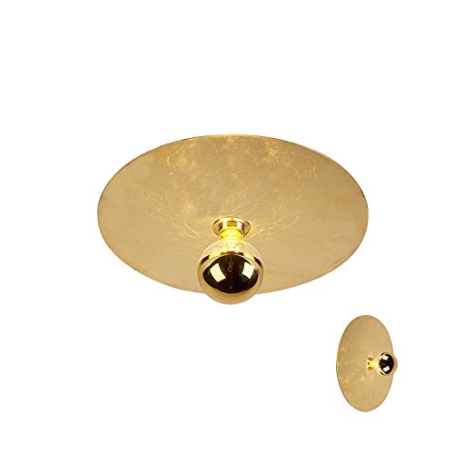 Qazqa - Moderne Deckenlampe Gold I Messing 40cm - Disque I Wohnzimmer I Schlafzimmer - Stahl Rund - LED geeignet E27 von Qazqa