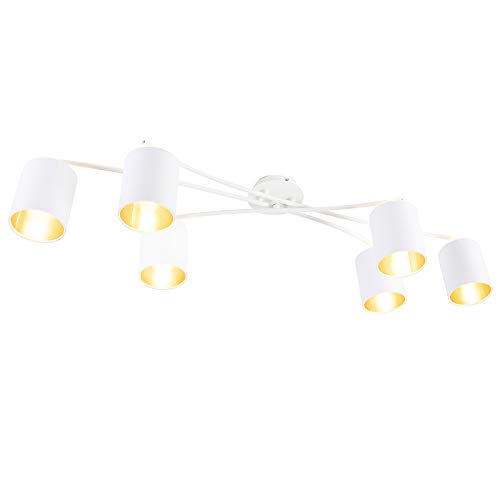 Qazqa - Moderne Deckenleuchte I Deckenlampe I Lampe I Leuchte 6-Flammig weiß - Lofty I Wohnzimmer I Schlafzimmer - Stahl Zylinder I Rund - LED geeignet E14 Qazqa - Moderne Deckenleuchte I Deckenlampe I Lampe I Leuchte 6-Flammig weiß - Lofty I Wohnzimmer I Schlafzimmer - Stahl Zylinder I Rund - LED geeignet E14 von Qazqa
