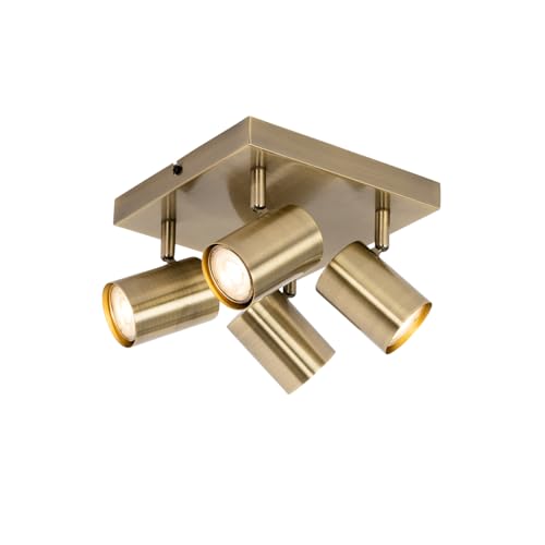 Qazqa - Moderne Deckenleuchte I Deckenlampe I Lampe I Leuchte Bronze 4-flammig Spotbalken-flammig verstellbar rechteckig - Jeana I Wohnzimmer I Schlafzimmer - Stahl Quadratisch - LED geeignet GU10 von Qazqa