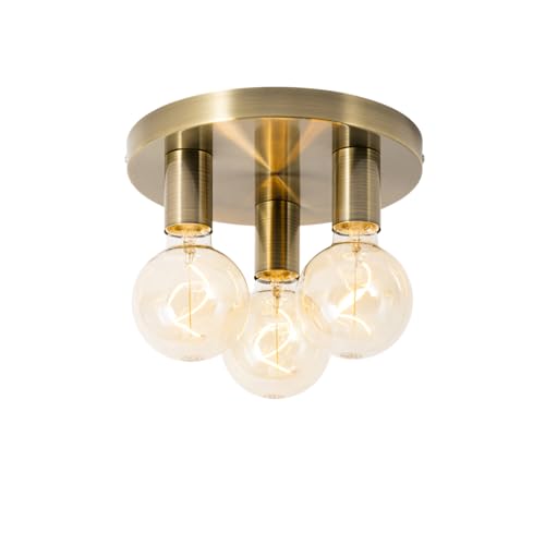 Qazqa - Moderne Deckenleuchte I Deckenlampe I Lampe I Leuchte Bronze rund - FacilI 3-flammig I Wohnzimmer I Schlafzimmer - Stahl Rund - LED geeignet E27 von Qazqa