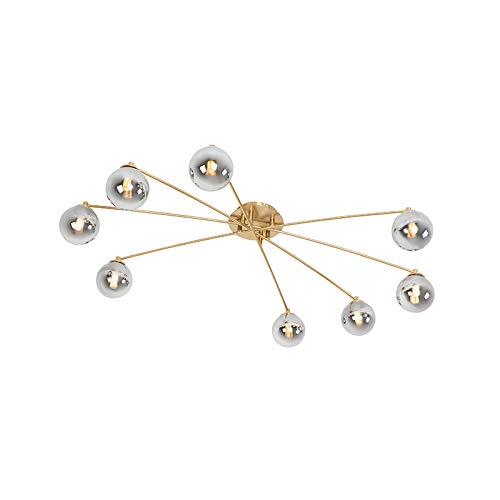 Qazqa - Moderne Deckenleuchte I Deckenlampe I Lampe I Leuchte Gold I Messing 8-Lichter mit Rauchglas - Athen I Wohnzimmer I Schlafzimmer - Rund - LED geeignet G9 Qazqa - Moderne Deckenleuchte I Deckenlampe I Lampe I Leuchte Gold I Messing 8-Lichter mit Rauchglas - Athen I Wohnzimmer I Schlafzimmer - Rund - LED geeignet G9 von Qazqa
