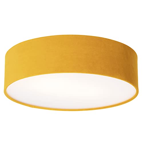 Qazqa - Moderne Deckenleuchte I Deckenlampe I Lampe I Leuchte Ocker 40 cm - Drum mit SchirmI 2-flammig I Wohnzimmer I Schlafzimmer - Textil Zylinder - LED geeignet E27 von Qazqa