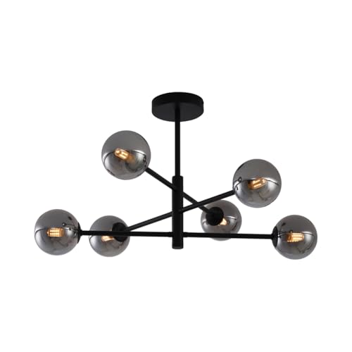 Qazqa - Moderne Deckenleuchte I Deckenlampe I Lampe I Leuchte Schwarz mit Rauchglas 6-flammig - Ryan I Wohnzimmer I Schlafzimmer - Metall Länglich I Kugel I Kugelförmig - LED geeignet G9 Qazqa - Moderne Deckenleuchte I Deckenlampe I Lampe I Leuchte Schwarz mit Rauchglas 6-flammig - Ryan I Wohnzimmer I Schlafzimmer - Metall Länglich I Kugel I Kugelförmig - LED geeignet G9 von Qazqa