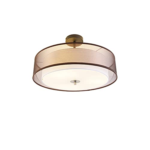 Qazqa - Moderne Deckenleuchte I Deckenlampe I Lampe I Leuchte braun mit weiß 50 cm 3-flammig Lichter - Drum mit Schirm Duo I Wohnzimmer I Schlafzimmer - Textil Zylinder - LED geeignet E27 Qazqa - Moderne Deckenleuchte I Deckenlampe I Lampe I Leuchte braun mit weiß 50 cm 3-flammig Lichter - Drum mit Schirm Duo I Wohnzimmer I Schlafzimmer - Textil Zylinder - LED geeignet E27 von Qazqa