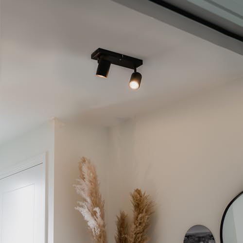 Qazqa - Moderne Deckenleuchte I Deckenlampe I Lampe I Leuchte schwarz 2-flammig-flammig verstellbar rechteckig - Jeana I Wohnzimmer I Schlafzimmer - Stahl Rechteckig - LED geeignet GU10 von Qazqa