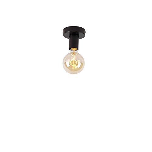 Qazqa - Moderne Deckenleuchte I Deckenlampe I Lampe I Leuchte schwarz 9 cm - Facil I Wohnzimmer I Schlafzimmer - Stahl Rund - LED geeignet E27 von Qazqa