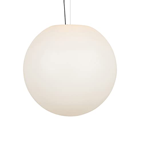 Qazqa - Moderne Hängelampe I Pendellampe I Pendelleuchte für den Außenbereich, weiß, 77 cm, IP65 – Nura I Außenbeleuchtung - Kunststoff Kugel I Kugelförmig - LED geeignet E27 von Qazqa