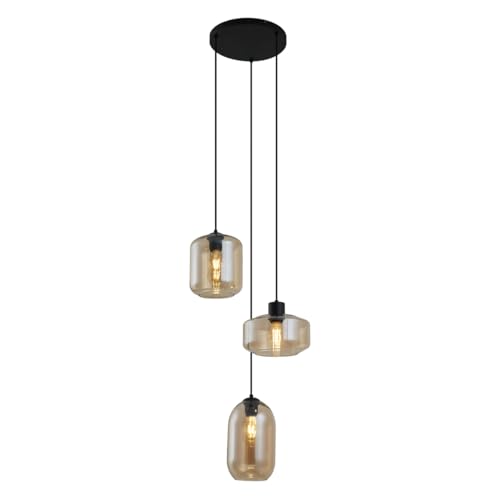 Qazqa - Moderne Hängelampe I Pendellampe I Pendelleuchte schwarz mit bernsteinfarbenem Glas 3-flammig - Sheena I Wohnzimmer I Schlafzimmer - Metall Rund - LED geeignet E27 Qazqa - Moderne Hängelampe I Pendellampe I Pendelleuchte schwarz mit bernsteinfarbenem Glas 3-flammig - Sheena I Wohnzimmer I Schlafzimmer - Metall Rund - LED geeignet E27 von Qazqa