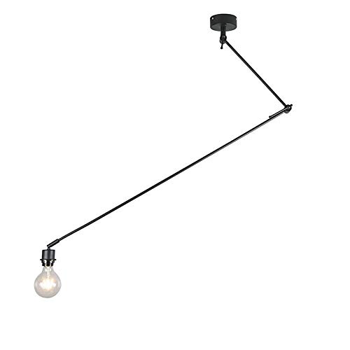 Qazqa - Moderne Hängelampe I Pendellampe I Pendelleuchte schwarz ohne Lampenschirm - Blitz I I Wohnzimmer - Stahl Länglich - LED geeignet E27 Qazqa - Moderne Hängelampe I Pendellampe I Pendelleuchte schwarz ohne Lampenschirm - Blitz I I Wohnzimmer - Stahl Länglich - LED geeignet E27 von Qazqa
