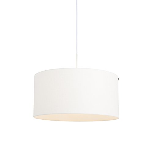 Qazqa - Moderne Hängelampe I Pendellampe I Pendelleuchte weiß mit weißem Schirm 50 cm - Combi 1 I Wohnzimmer I Schlafzimmer - Textil Rund - LED geeignet E27 Qazqa - Moderne Hängelampe I Pendellampe I Pendelleuchte weiß mit weißem Schirm 50 cm - Combi 1 I Wohnzimmer I Schlafzimmer - Textil Rund - LED geeignet E27 von Qazqa