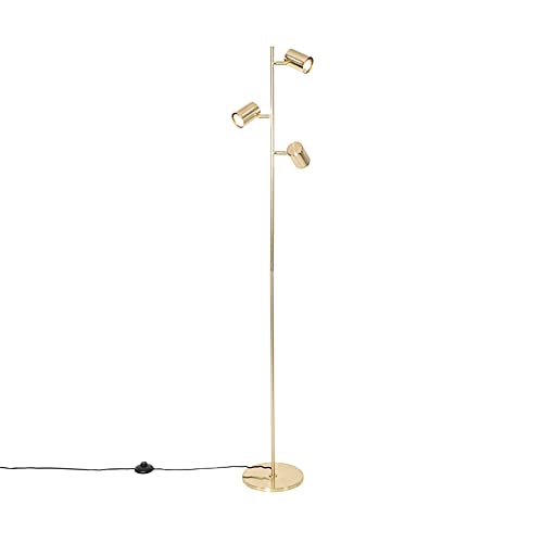 Qazqa - Moderne Messing Stehleuchte I Stehlampe I Standleuchte I Lampe I Leuchte 3-flammig - Jeana I Wohnzimmer I Schlafzimmer - Stahl Länglich - LED geeignet GU10 Qazqa - Moderne Messing Stehleuchte I Stehlampe I Standleuchte I Lampe I Leuchte 3-flammig - Jeana I Wohnzimmer I Schlafzimmer - Stahl Länglich - LED geeignet GU10 von Qazqa