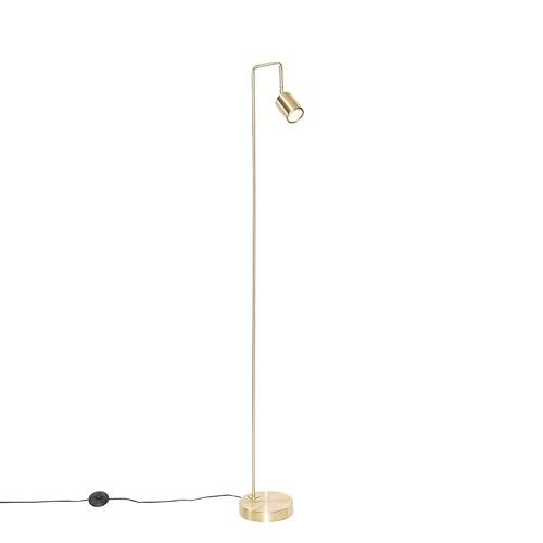 Qazqa - Moderne Stehlampe Messing verstellbar - Java I Wohnzimmer I Schlafzimmer - Stahl Länglich - LED geeignet GU10 von Qazqa