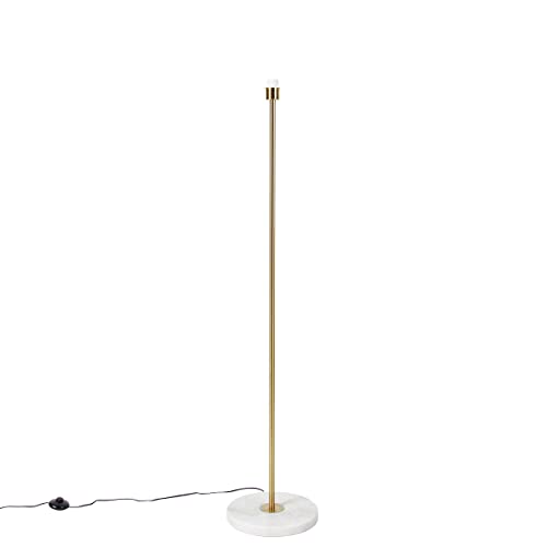 Qazqa - Moderne Stehleuchte I Stehlampe I Standleuchte I Lampe I Leuchte Messing mit Marmorfuß - Kaso I Wohnzimmer I Schlafzimmer - Stahl Länglich - LED geeignet E27 von Qazqa