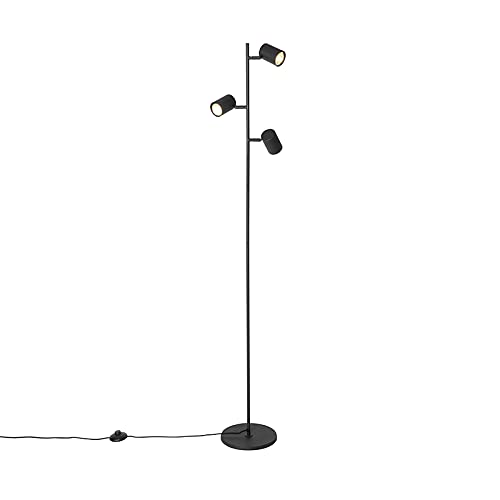 Qazqa - Moderne Stehleuchte I Stehlampe I Standleuchte I Lampe I Leuchte schwarz 3-flammig - Jeana I Wohnzimmer I Schlafzimmer - Stahl Länglich - LED geeignet GU10 Qazqa - Moderne Stehleuchte I Stehlampe I Standleuchte I Lampe I Leuchte schwarz 3-flammig - Jeana I Wohnzimmer I Schlafzimmer - Stahl Länglich - LED geeignet GU10 von Qazqa