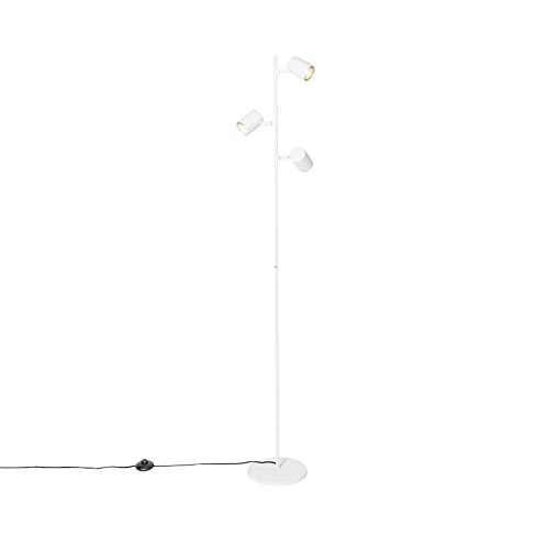 Qazqa - Moderne Stehleuchte I Stehlampe I Standleuchte I Lampe I Leuchte weiß 3-flammig - Jeana I Wohnzimmer I Schlafzimmer - Stahl Länglich - LED geeignet GU10 Qazqa - Moderne Stehleuchte I Stehlampe I Standleuchte I Lampe I Leuchte weiß 3-flammig - Jeana I Wohnzimmer I Schlafzimmer - Stahl Länglich - LED geeignet GU10 von Qazqa