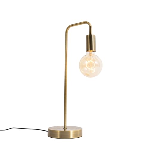 Qazqa - Moderne Tischlampe Bronze - Facil I Wohnzimmer I Schlafzimmer - Stahl Länglich - LED geeignet E27 von Qazqa