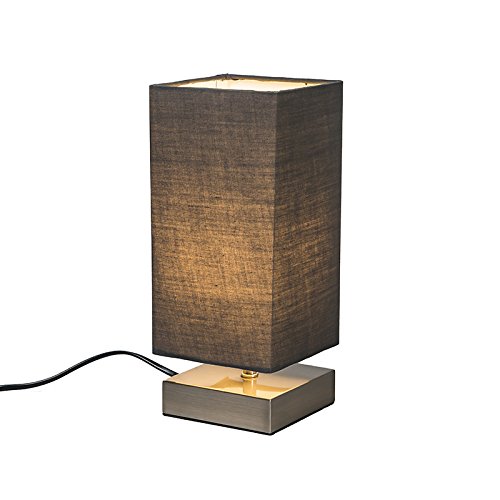 Qazqa - Moderne Tischlampe grau mit Stahl I Silber I nickel matt - Milo I Wohnzimmer I Schlafzimmer I NachtNachttischlampe | Tischleuchte - Stahl Quadratisch I Rechteckig - LED geeignet E14 von Qazqa