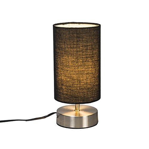 Qazqa - Moderne Tischlampe schwarz mit Stahl I Silber I nickel matt - Milo 2 I Wohnzimmer I Schlafzimmer I NachtNachttischlampe | Tischleuchte - Stahl Zylinder I Rund - LED geeignet E14 Qazqa - Moderne Tischlampe schwarz mit Stahl I Silber I nickel matt - Milo 2 I Wohnzimmer I Schlafzimmer I NachtNachttischlampe | Tischleuchte - Stahl Zylinder I Rund - LED geeignet E14 von Qazqa