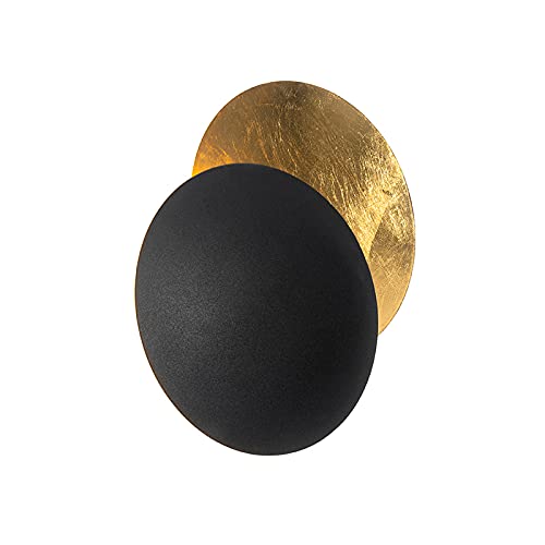 Qazqa - Moderne Wandlampe schwarz mit Gold I Messing - Sunrise I Wohnzimmer I Schlafzimmer - Stahl Rund - LED geeignet G9 Qazqa - Moderne Wandlampe schwarz mit Gold I Messing - Sunrise I Wohnzimmer I Schlafzimmer - Stahl Rund - LED geeignet G9 von Qazqa
