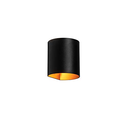 Qazqa - Moderne Wandlampe schwarz mit Messing - Sabbio I Wohnzimmer I Schlafzimmer I Up I Down - Aluminium Zylinder - LED geeignet G9 Qazqa - Moderne Wandlampe schwarz mit Messing - Sabbio I Wohnzimmer I Schlafzimmer I Up I Down - Aluminium Zylinder - LED geeignet G9 von Qazqa