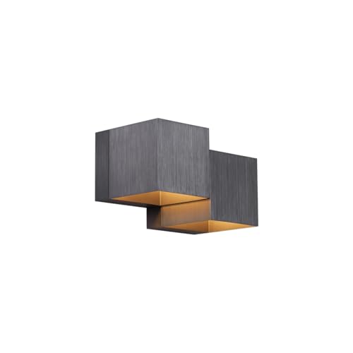 Qazqa - Moderne Wandleuchte Gunmetal 2-flammig - Transfer Double I Wohnzimmer I Schlafzimmer - Aluminium Andere I Quadratisch - LED geeignet G9 Qazqa - Moderne Wandleuchte Gunmetal 2-flammig - Transfer Double I Wohnzimmer I Schlafzimmer - Aluminium Andere I Quadratisch - LED geeignet G9 von Qazqa