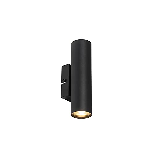 Qazqa - Moderne Wandleuchte schwarz 2-flammig - Jeana I Wohnzimmer I Schlafzimmer I Up & Down - Stahl Zylinder - LED geeignet GU10 von Qazqa