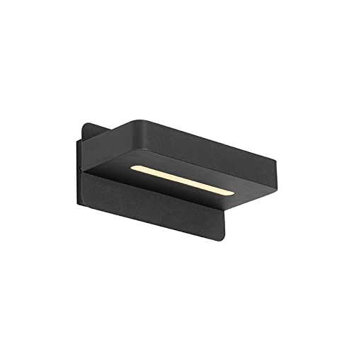 Qazqa - Moderne Wandleuchte schwarz inkl. LED mit USB - Ted I Schlafzimmer - Holz Rechteckig - I LED von Qazqa