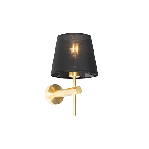 Qazqa - Moderne Wandleuchte schwarz mit Gold I Messing - Pluk I Wohnzimmer I Schlafzimmer - Textil Rund - LED geeignet E27 Qazqa - Moderne Wandleuchte schwarz mit Gold I Messing - Pluk I Wohnzimmer I Schlafzimmer - Textil Rund - LED geeignet E27 von Qazqa