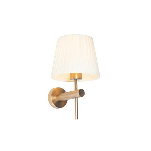 Qazqa - Moderne Wandleuchte weiß mit Bronze - Pluk I Wohnzimmer I Schlafzimmer - Stahl Rund - LED geeignet E27 Qazqa - Moderne Wandleuchte weiß mit Bronze - Pluk I Wohnzimmer I Schlafzimmer - Stahl Rund - LED geeignet E27 von Qazqa