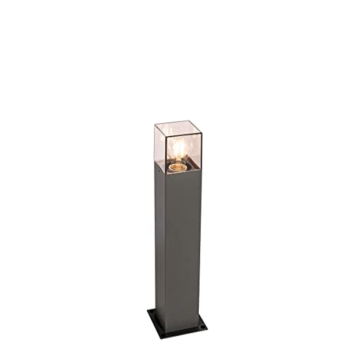 Qazqa - Moderne stehende Außenleuchte I Sockelleuchte 50 cm dunkelgrau IP44 - Dänemark I Außenbeleuchtung - Aluminium Rechteckig - LED geeignet E27 von Qazqa
