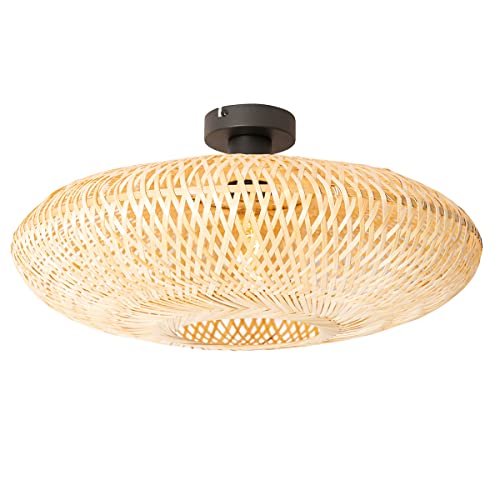 Qazqa - Orientalisch Orientalische Deckenlampe Bambus 50 cm - Ostrava I Wohnzimmer I Schlafzimmer - Bamboo Rund - LED geeignet E27 von Qazqa