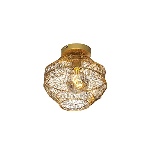 Qazqa - Orientalisch Orientalische Deckenlampe Gold I Messing 25 cm - Vadi I Wohnzimmer I Schlafzimmer - Stahl Rund - LED geeignet E27 von Qazqa